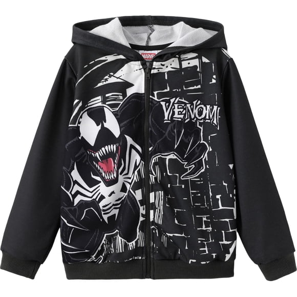 Sudadera con Capucha con Cierre Marvel Venom para Niños, Ligera, Talla 11-12