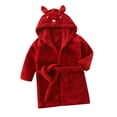 thumbnail image 2 of Godderr 1-7Y Girls Cute Hooded Bathrobe,Fuzzy Fleece Bath Towel with Belt and Rabbit Ears Toddler Printed Skin-Friendly Soft Cotton Bathrobe, 2 of 8