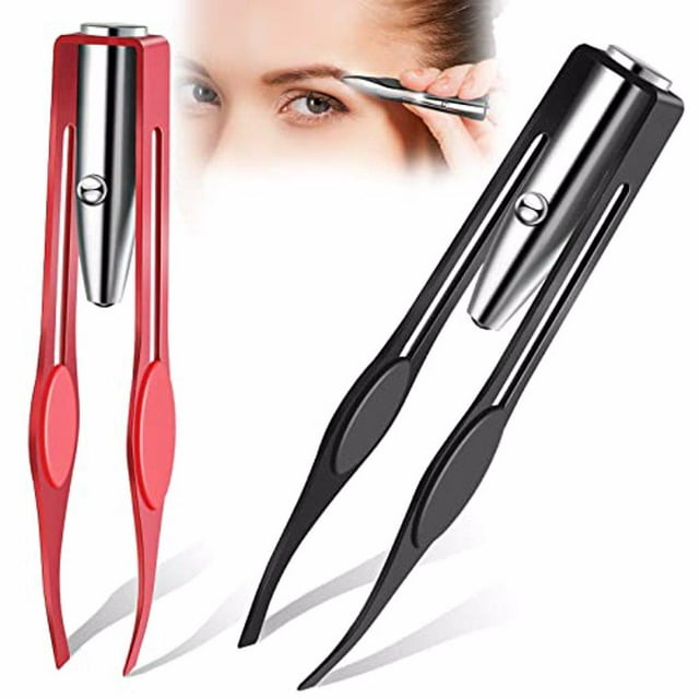 stanreset 2pack/lot Makeup Tweezers With Light Convenient And Practical For Eyebrow Tweezing Easy To And Clean