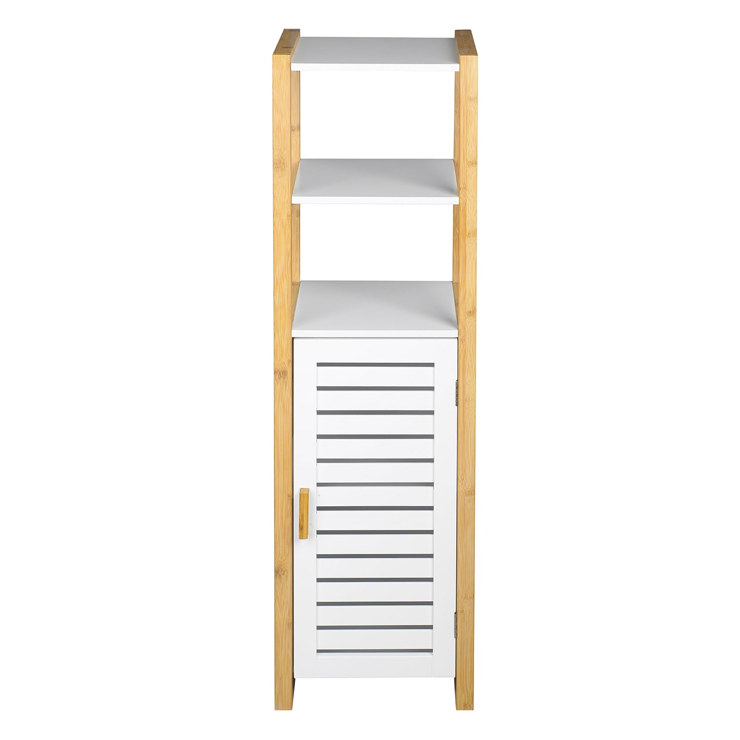 Kadyn Small Bathroom Floor Storage Cabinet, Free Standing Linen Tower with Open Shelves, 3 Tier Shelf Floor Cabinet, White Kadyn Small Bathroom Floor Storage Cabinet, Free Standing Linen Tower with Open Shelves, 3 Tier Shelf Floor Cabinet, White