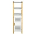 thumbnail image 5 of Kadyn Small Bathroom Floor Storage Cabinet, Free Standing Linen Tower with Open Shelves, 3 Tier Shelf Floor Cabinet, White, 5 of 8