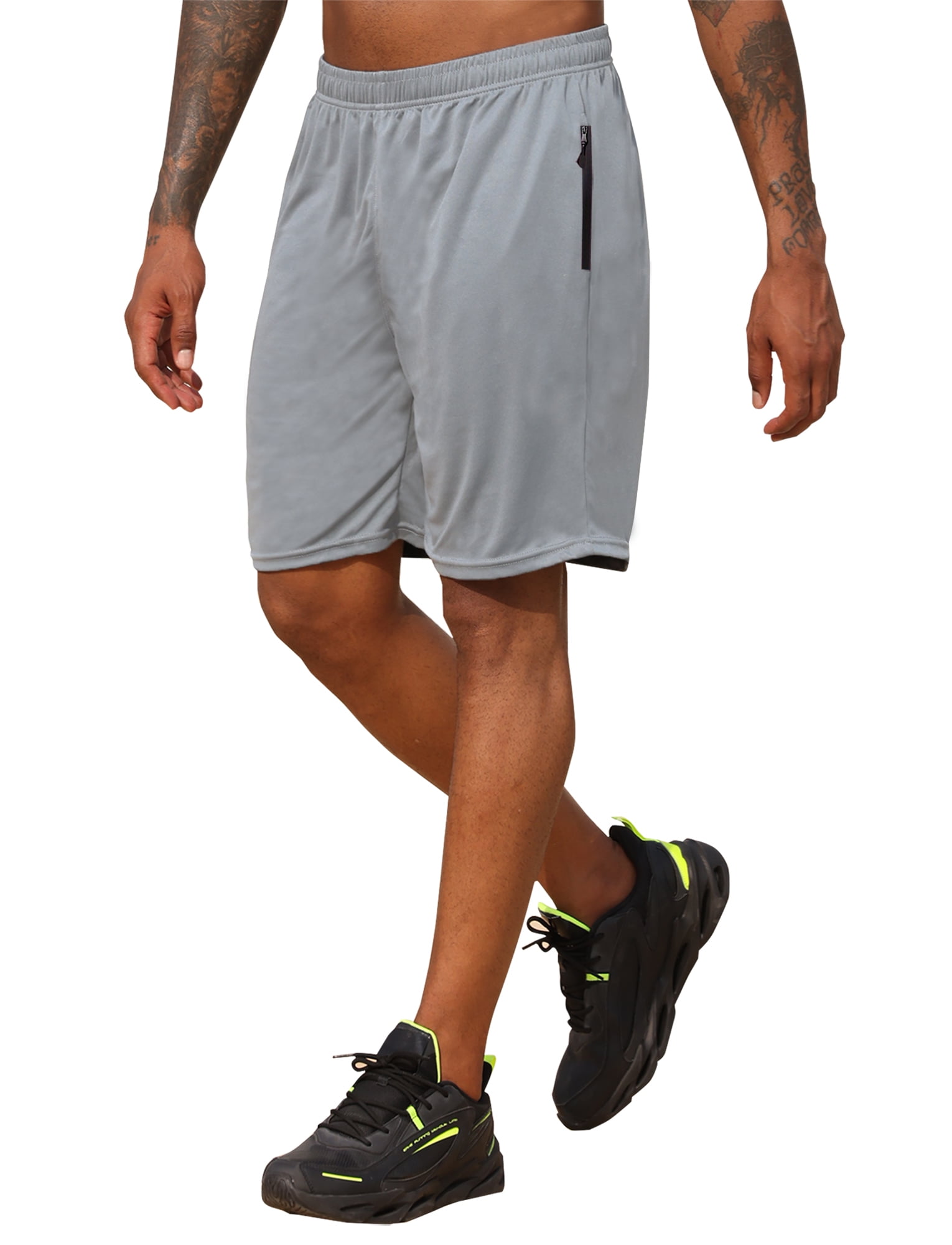 RPOVIG 3 Pack Men's Athletic Gym Shorts Basketball Hiking Pants Elastic Waistband with Zipper Pocket