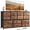 Rustic Brown, variant on melmine Fabric Dresser for Bedroom with 16 Drawers TV Stand with 3 Power Outlets & 2 Ports for Living Room, Black