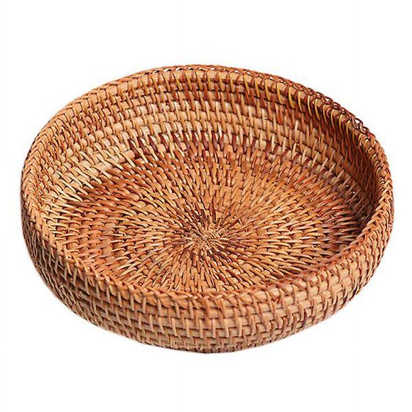 Handmade Rattan Weaving Round Storage Basket Fruit Dish Rattan Bread Basket