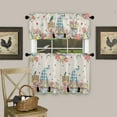 thumbnail image 3 of 3 Piece Kitchen Curtains Tiers and Valances Set, Hello Spring Gnome Colorful Flower Tulip Vintage Watercolor Floral Bird Short Rod Pocket Window Curtain for Bedroom, Bathroom, 3 of 6
