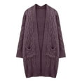thumbnail image 2 of Cardigan for Women Warm Long Sleeve V Neck Open Front Knit Sweater Outwear Soft Loose Fit Solid Color Cozy Fall Winter Fashion Sweaters for Women Purple S, 2 of 3