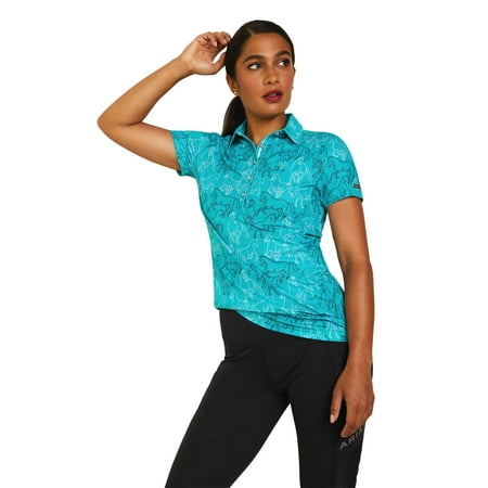 Ariat Womens Motif Polo, Viridian Green, Medium