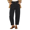 thumbnail image 4 of Oksale Corduroy Pants for Women Petite Trendy High Waisted Button Barrel Pants Loose Comfortable Khaki Pants with Pockets Fashion Outfits Black M, 4 of 8