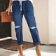 thumbnail image 2 of Pantalones de Bolsillo Rasgados Para Mujer Pantalones Casuales Con Cordón Lavado En La Cintura Elástica Con Cordón de Mezclilla Odeerbi  ODB-6, 2 of 5