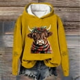 thumbnail image 2 of Telankuip Christmas-Dressed Highland Cow Hoodies 2025 Fashion Womens Soft Comfort Cute Graphic Pullover Sweatshirts Fall Long Sleeve Hooded Tops Casual Stylish Winter Clothes Yellow XL, 2 of 3