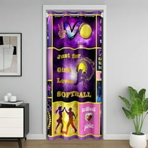 Erosebridal Softball Door Curtain For Door Window 34x80 , Sports Theme Room Divider Curtain, Purple