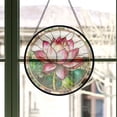 thumbnail image 3 of Stained Glass Window Hanging - Red Lotus Green Leaf Suncatcher for Doors Window Home Sun Catchers Decor Christmas Mother's Day July Birthday Gifts for Teacher Women Men Mom Nana,, 3 of 6