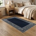 thumbnail image 2 of ODIKA 5'x7' Washable Area Rug Non-Slip, Chair-Friendly Modern Farmhouse Bordered Check With Clean Band Corners Solid Flowing Dynamic for Dining Room, Under Table, Home Office, 2 of 7