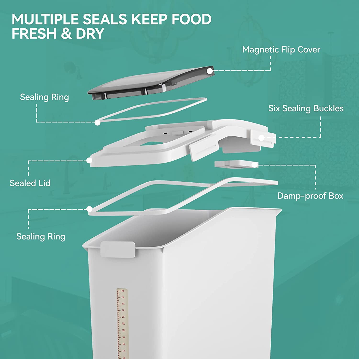 DEXTRUS White Polyethylene Terephthalate Airtight Ingredient Food Storage Containers