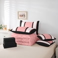 thumbnail image 6 of jejeloiu Geometric Rhombus Pattern 7-Piece Bedding Comforter Set,Rustic Baroque Floral King Bedding Sets,Pink Black Lines Bed Sheets For Girls,Microfiber Bedroom Decor Reversible, 6 of 8