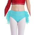 thumbnail image 3 of Aiihoo Kids Girls Jazz Dance Outfit Sparkly 2 Piece Ballet Lyrical Dance Crop Top with Feather Blue Green 10, 3 of 5