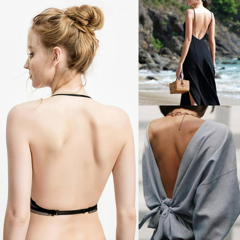 Popvcly Women's V Neck Spaghetti Strap Bra Padded Backless Bralettes for  Low Back Dress, Skin, Size XL