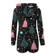 thumbnail image 6 of Christmas Jumpsuit Pajamas for Women Holiday Graphic Long Sleeve Hooded Zip Up Short Pants Fleece Lined Homewear Black S, 6 of 7