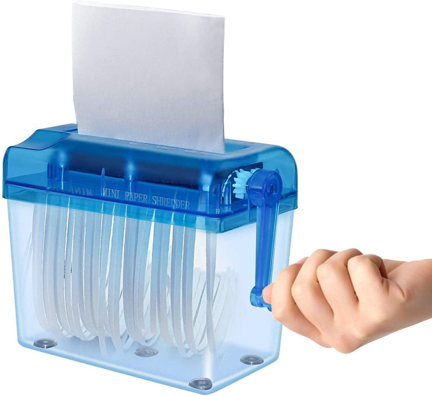 Destructeur De Papier Manuel Mini – Portable, Sans électricité, Coupe 3 Mm, Bac Transparent 1 L - 6