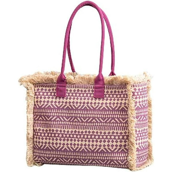 CoCopeaunts Canvas Tote Bag for Women Boho Style Fringed Large School Work Bag Top Handle Shoulder Handbag