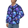 thumbnail image 3 of Uemuo cool crystal Skull flower for Men's Fashion Full-zip Hoodies & Sweatshirts with Kangaroo Pocket, Zip-up Hooded Sweatshirt, Moisture Wicking & Breathable-Small, 3 of 5
