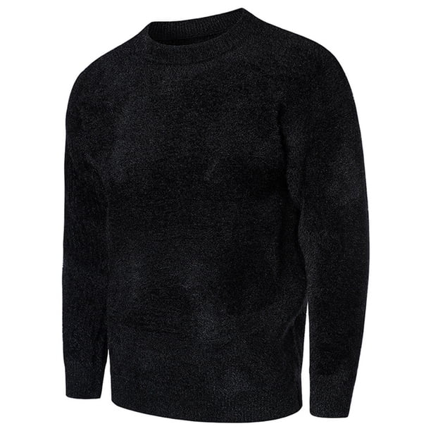 Suéter de punto de otoño e invierno para hombre, suéter de cuello redondo, camisa de fondo, color sólido, imitación de visón, tamaño europeo, informal, de gran tamaño, para hombre Pompotops oipoqjl39669