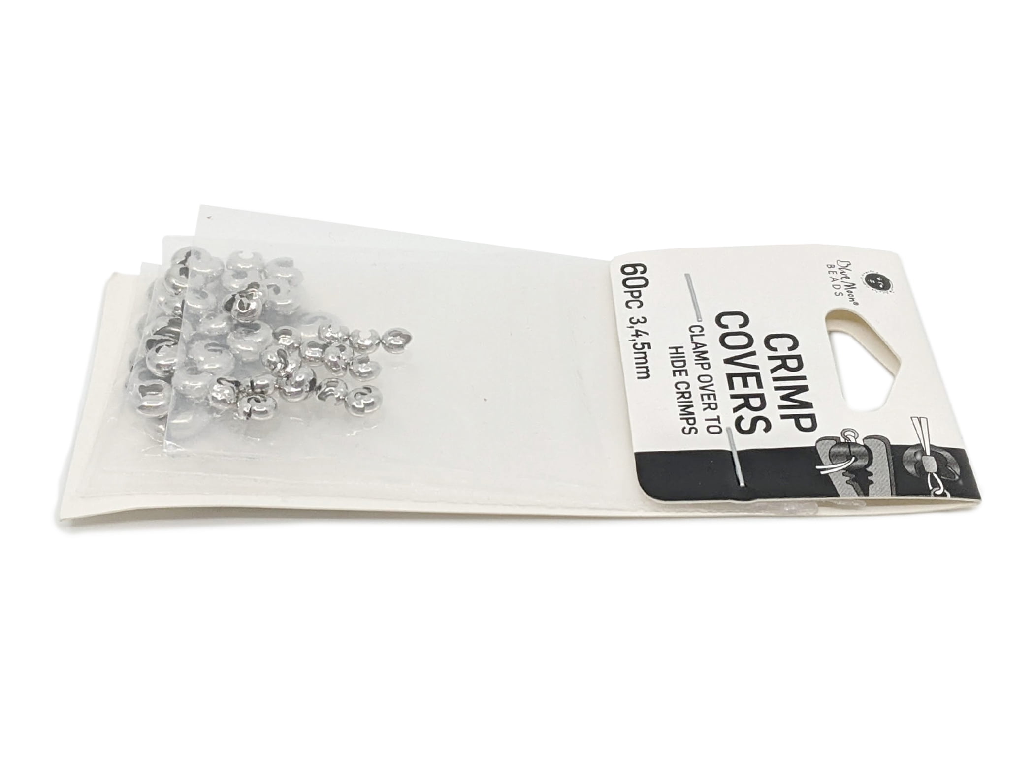 Blue Moon Beads Silver Metal Crimp Cover Beads for DIY Jewelry Making, 60 Piece-Unisex, Adult