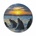 thumbnail image 1 of Animal Mouse Pad for Computers, Photo of the Bottle Nosed Dolphins in Sunset Ocean Sea Animals Aquatic Print, Round Non-Slip Thick Rubber Modern Mousepad, 8" Round, Blue Grey Orange, by Ambesonne, 1 of 2
