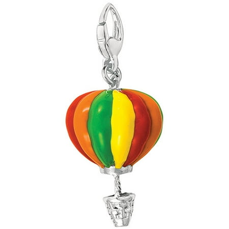 Women's Sterling Silver Enamel Hot Air Balloon Clip-On Charm