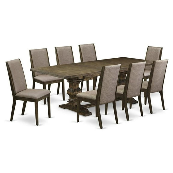 Pemberly Row 9-piece Wood Dining Table and Chair Set in Brown