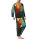 thumbnail image 2 of Balery Red And Blue Fire Peacock Pijama para Hombre de Dos Piezas con Manga Larga, Conjunto de Dormir y Descanso Suave con Bolsillos-X-Large, 2 of 7