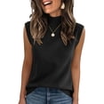 thumbnail image 2 of Women's Mock Neck Sleeveless Tank Tops Loose Fit Casual High Neck Vest Tops for Women Summer Daily Wear Black 2XL, 2 of 4