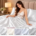 thumbnail image 6 of Lux Decor Satin Sheets Full Size - 4 Piece Cooling Silky Bed Sheet Set for Hair and Skin, Similar to Silk, 15" Deep Pocket, OEKO-TEX Certified (White), 6 of 11