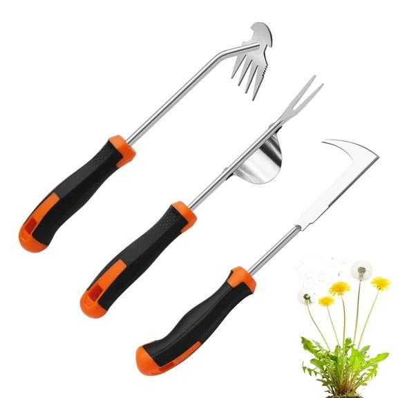 urorentea 3 Pack Weed Puller Tool Set, Rubber Hand Weeder Tool, Uprooting Weeding Tools, Crack Weeder Crevice, 4 Teeth Weeding Tool, Weeding Artifact Tool for Gardening