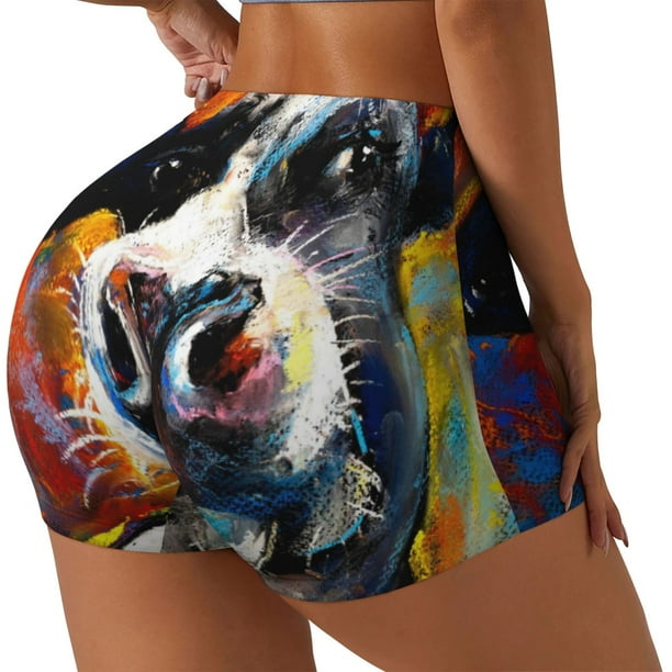 Fotbe Cow Shorts Sin Costuras – Shorts Deportivos de Cintura Alta para Mujer, Elásticos para Gimnasio, Yoga, Running o Ciclismo-Small