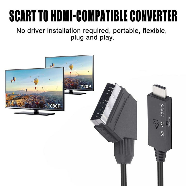 Adapter Cable Low Power Consumption HDMI-Compatible To Scart Audio Video  Cable Adapter Plug and Play with USB Power Cable