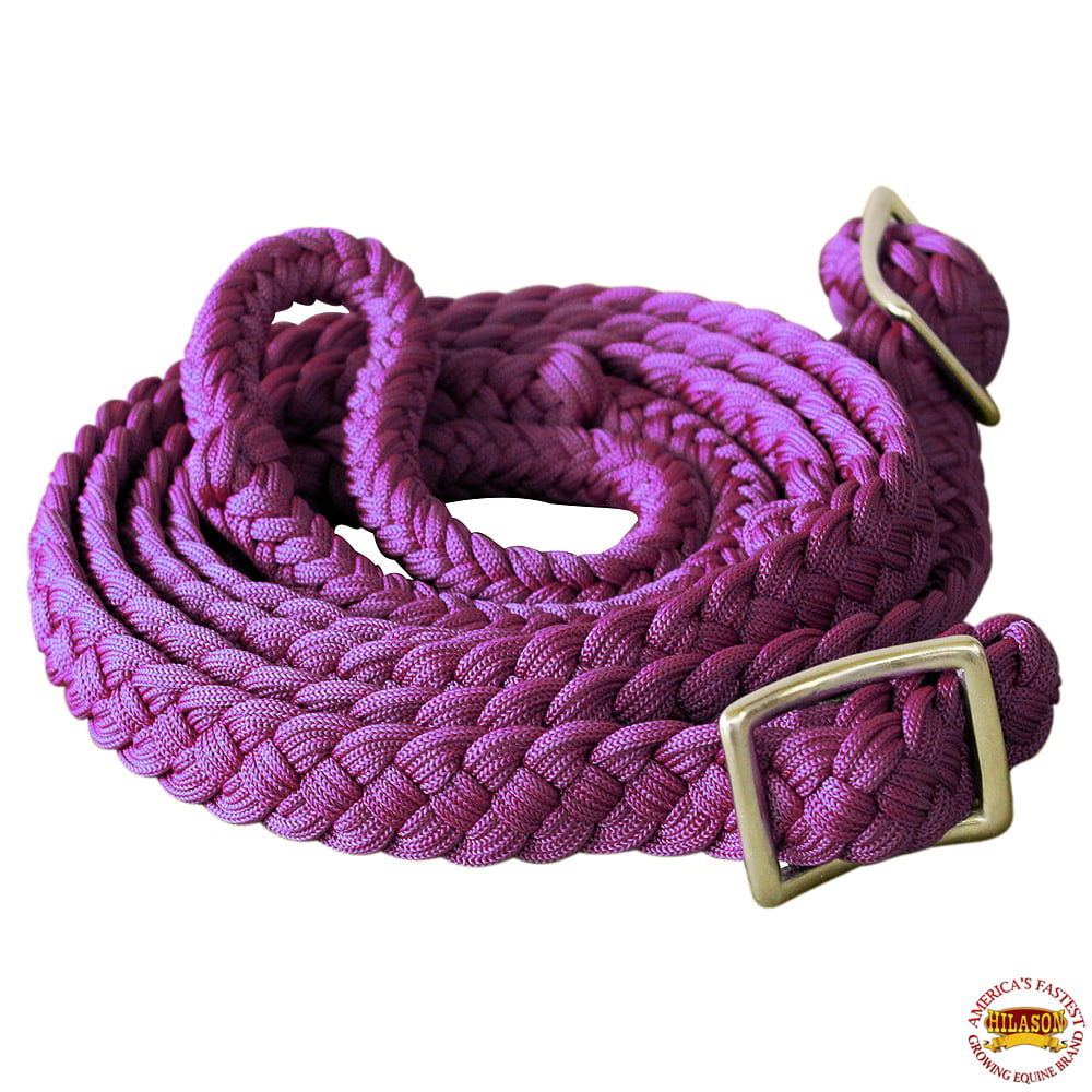 Southwestern Equine Braided Barrel Racing Reins Flat w/Easy Grip Knots 8ft by 