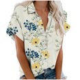 thumbnail image 1 of Blusas para las Mujeres Casual Cómodo Imprimir Manga Corta Botón de Bolsillo Top Camiseta, Tops Cortos para las Mujeres, 1 of 5