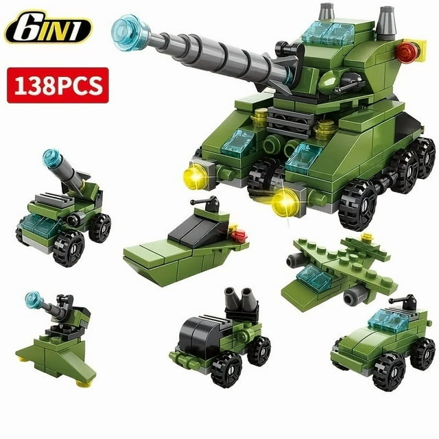 Mini tamaño 6 en 1 bloques de construcción DIY coche de policía camión de bomberos Castillo modelo ladrillos juguetes educativos para niños regalos,8612-5
