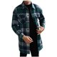 thumbnail image 2 of Blusa y camisa de manga larga con cuello vuelto para hombre, blusa holgada informal a cuadros a la moda con botones y cuello vuelto, blusa de poliéster para hombre, 2 of 5