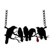Murder of Crows Necklace Big Raven Birds Mockingbird Black Perched on Tree Branch Chain Pendant Insect Moth Cicadas Poe Mocking Bird Birds Plague Doctor Celtic Goth Gothic Steampunk Halloween