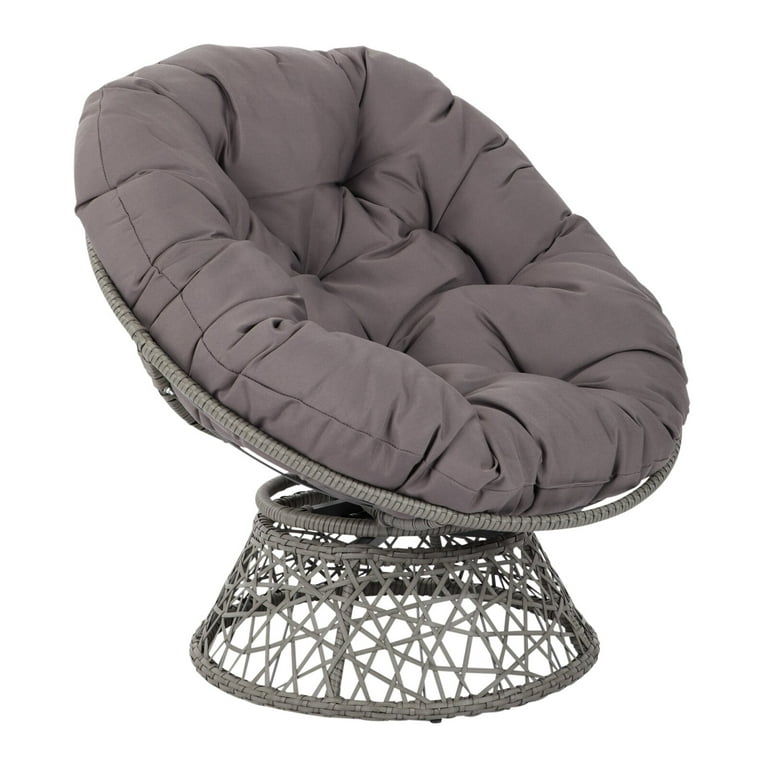 Aile Papasan Chair Soft Thick Density Fabric Cushion Steel Frame with 360  Degree Swivel, Black