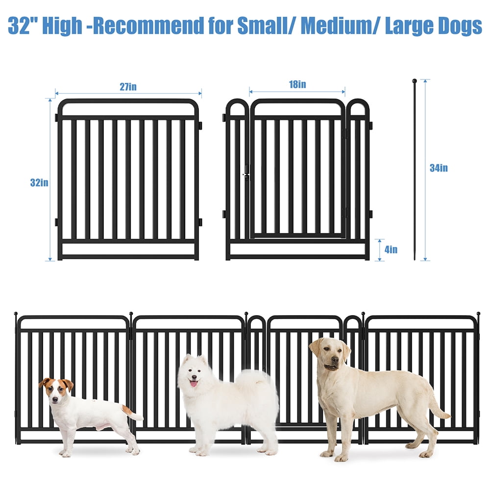 GDKASRNY Dog Playpen 16 Panels 32'' Height Portable Pet Dog Fence Indoor Outdoor for Yard,Rv Camping,Heavy Duty&Foldable Black
