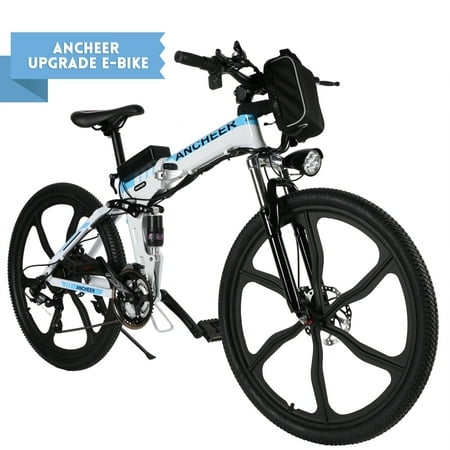ANCHEER Folding Electric Mountain Bike with 26" Super Lightweight Magnesium Alloy 6 Spokes Integrated Wheel, Large Capacity Lithium-Ion Battery (36V 250W), and Shimano Gear