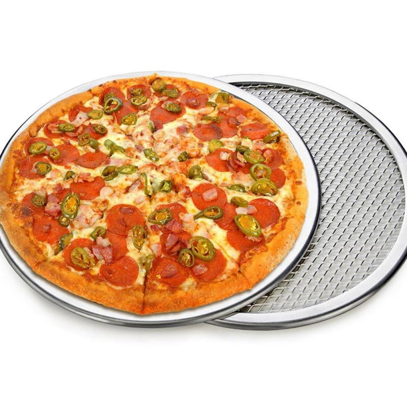 8 Inches Deshunchang Pizza Pan Baking Tray Round Aluminium Flat Mesh Pizza Mold Tray Kitchen Bakeware Tool