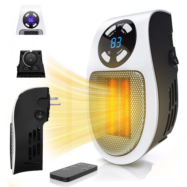 Calefactor compacto Upwsma de 450 W con control remoto, 110 V y temporizador