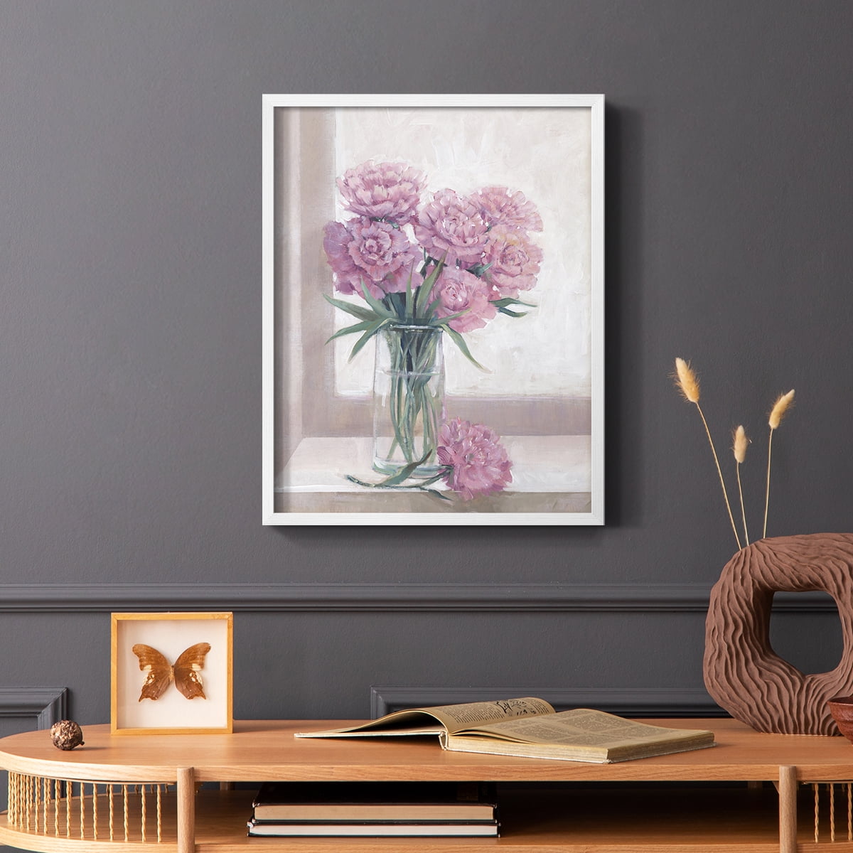 Windowsill Floral II Framed Print - Solid Wood in Single Picture Frame Solid Wood 2 Framed Print