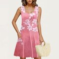 thumbnail image 5 of JTZGDY Womens Summer Dresses Vintage Floral Print Sleeveless Scoop Neck Graphic Tank Dress Loose Fit Casual Graphic T-Shirts Dress Trendy Flowy Beach Sundress with Pockets Pink XL, 5 of 7