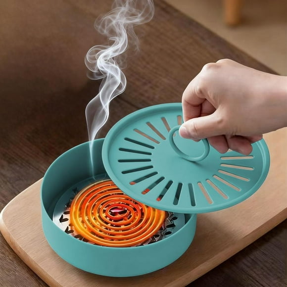 Feltree Fireproof Mosquito Coil Box with Safety Lid, Carbon Steel Mosquito Repellent Holder for Household Use, Durable and Aesthetic Design
