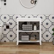 ELECWISH 30 Inches Traditional Bathroom Vanity in White Finish, Single Bathroom Vanity with Top and 2-Door Cabinet